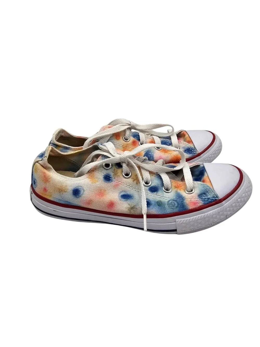 Converse All Star Kids Sz 3 sneakers in a colorful tie-dye low-top style
